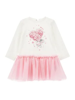 Abito con balza in tulle