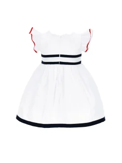 Abito cotone bicolor con fiocco