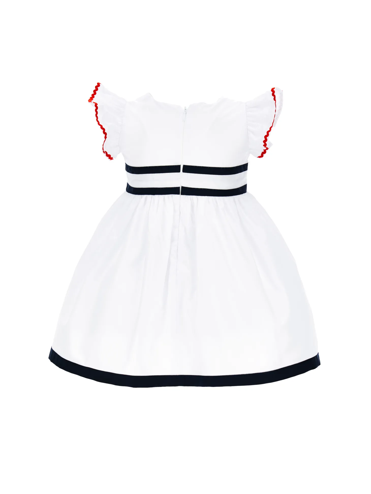 Abito cotone bicolor con fiocco
