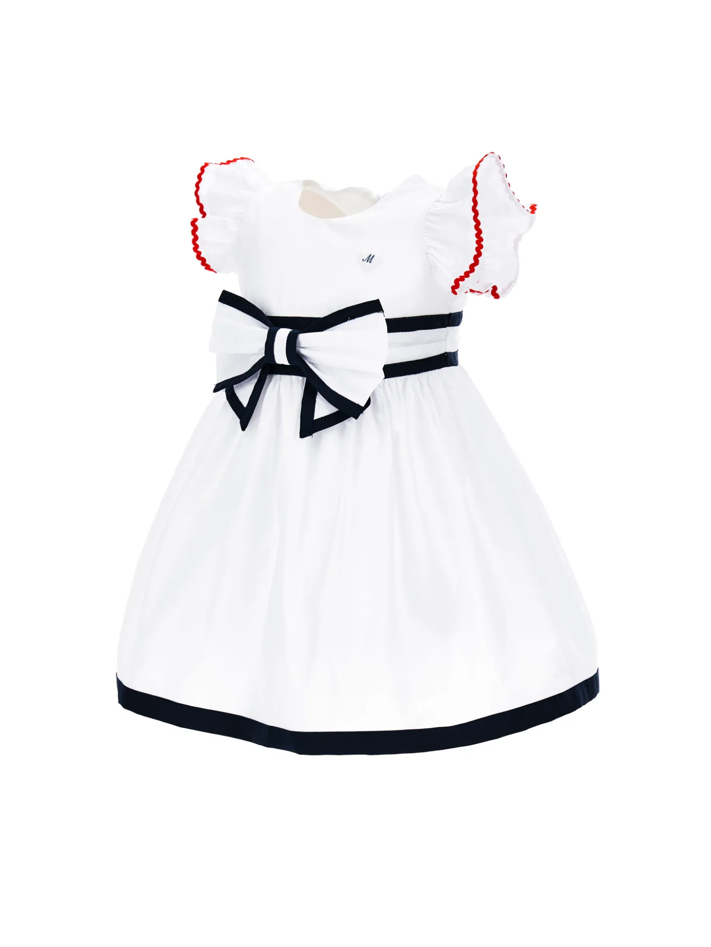 Abito cotone bicolor con fiocco