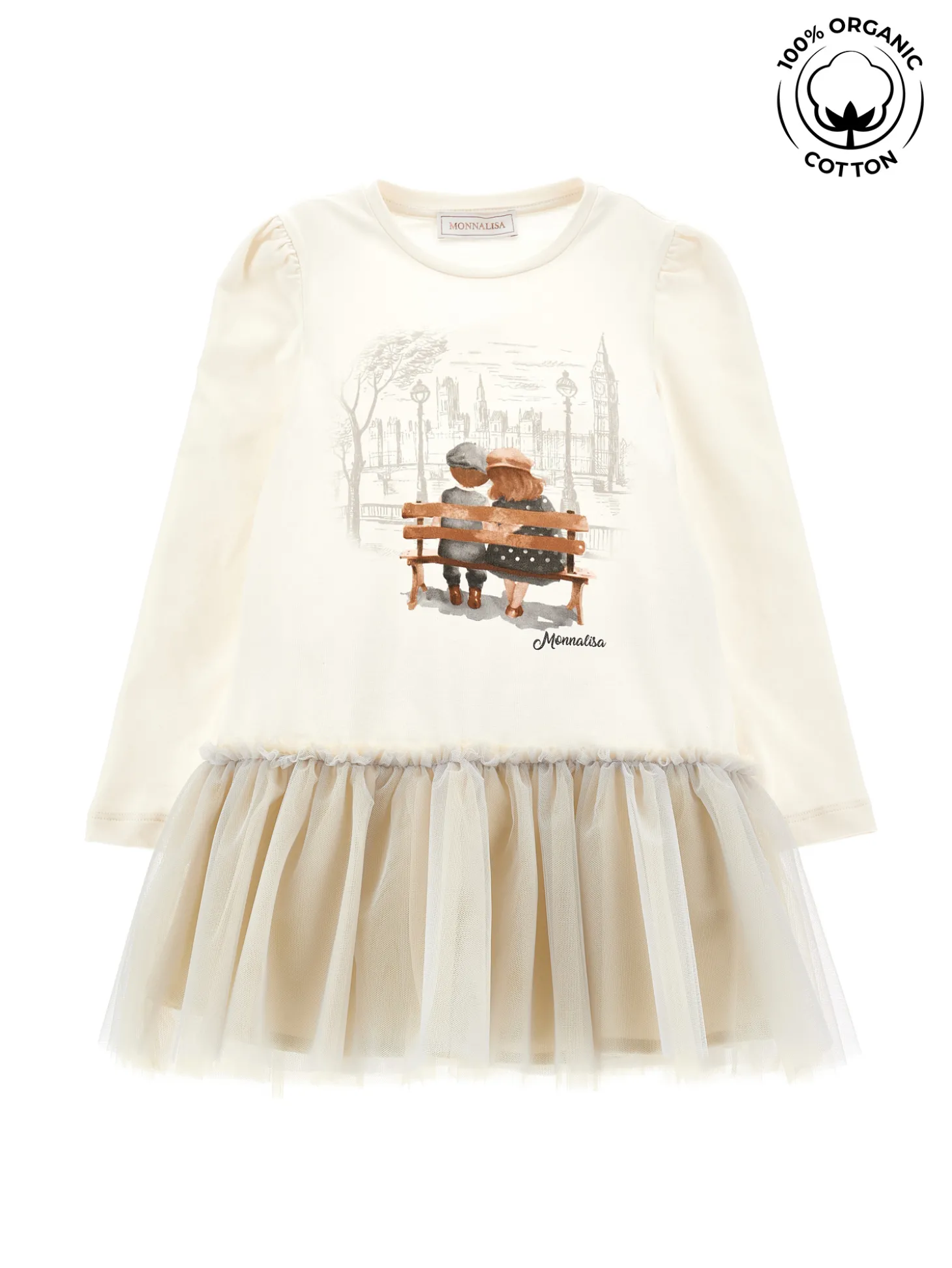 Abito cotone organico con tulle