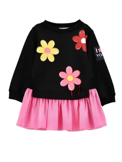 Abito felpa con maxi fiori
