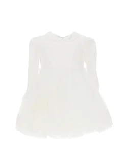 Abito jersey con maxiricamo tulle