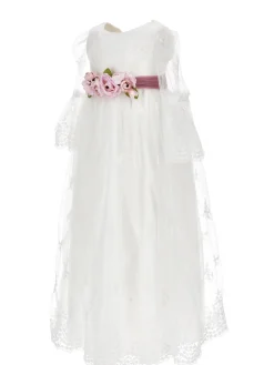 Abito lungo pizzo tulle ricamato