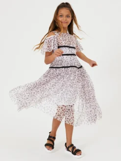Abito lungo tulle animalier