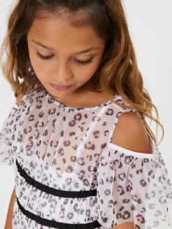 Abito lungo tulle animalier
