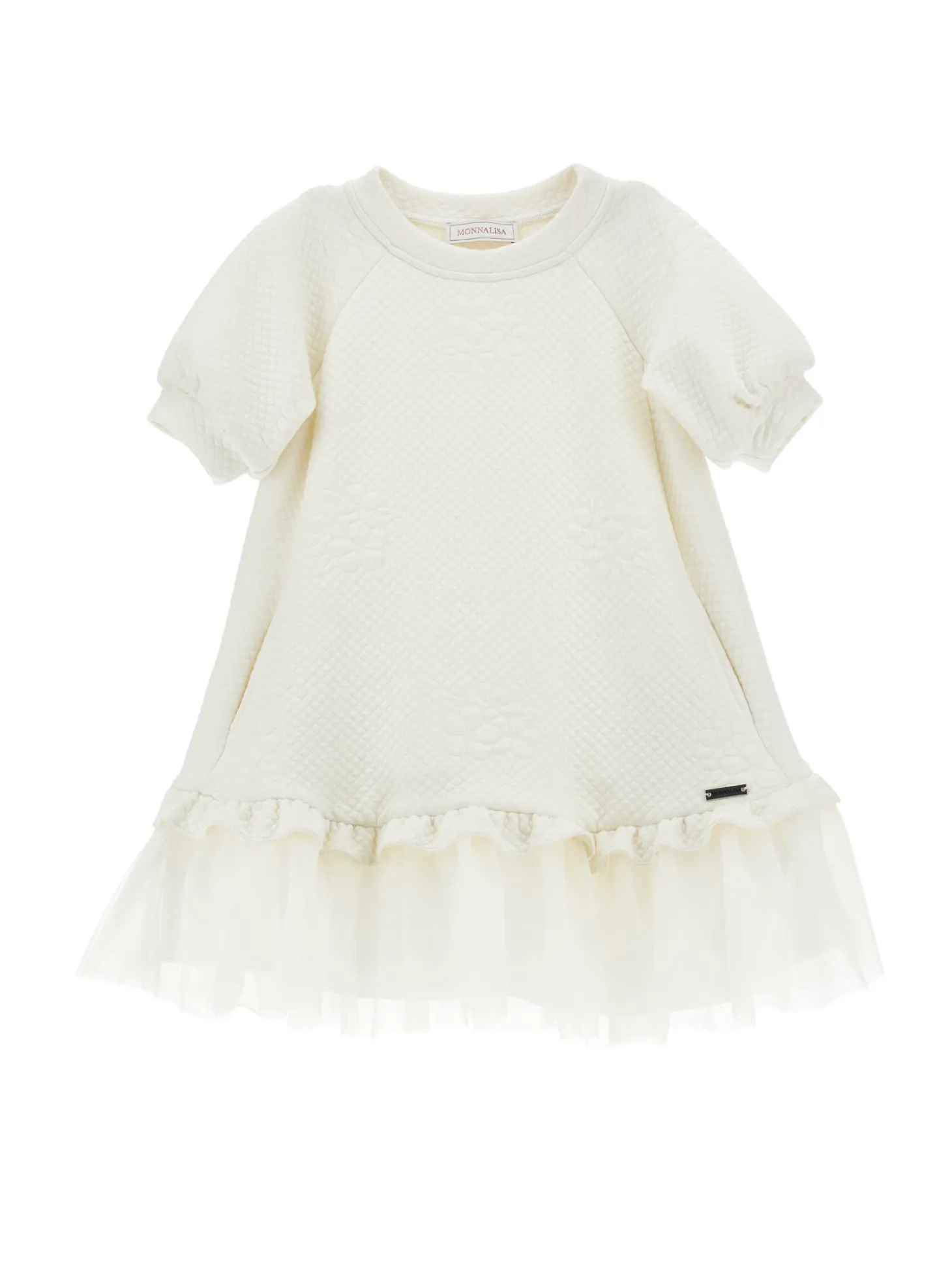 Abito matelassé con balza tulle