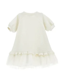 Abito matelass&eacute; con balza tulle