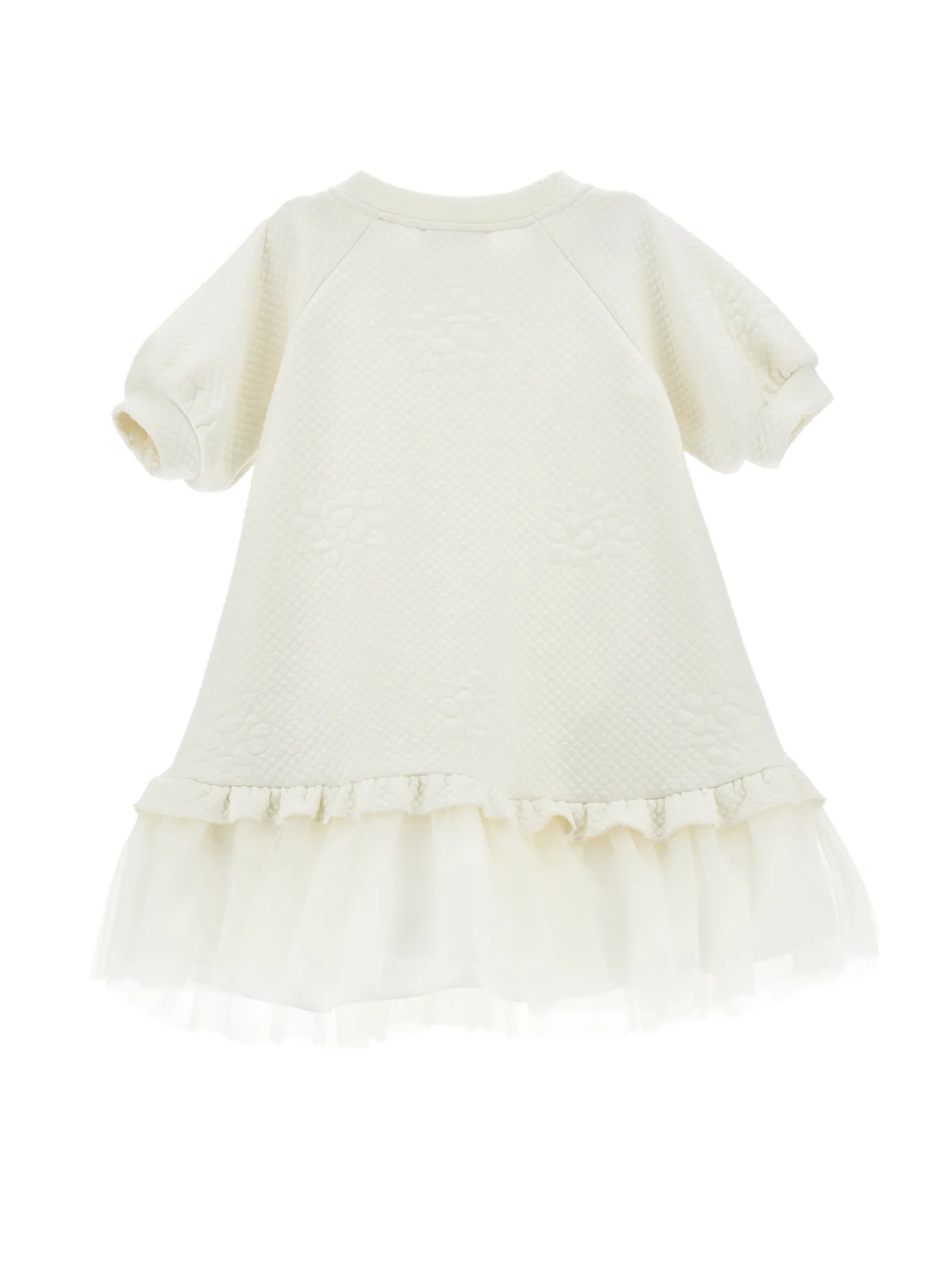 Abito matelassé con balza tulle