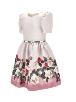 Abito mikado con stampa rose