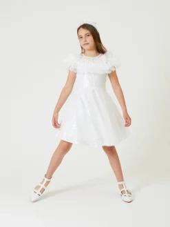 Abito paillettes con microvolants