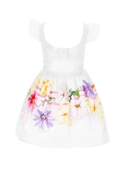 Abito popeline floreale con farfalla