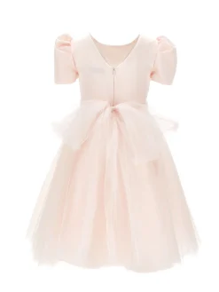 Abito raso duchesse e tulle glitter