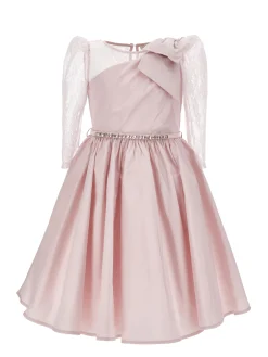 Abito taffeta con maniche in pizzo