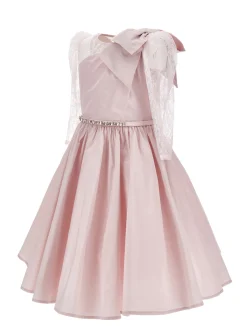 Abito taffeta con maniche in pizzo