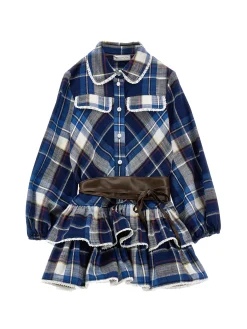 Abito tartan con cintura