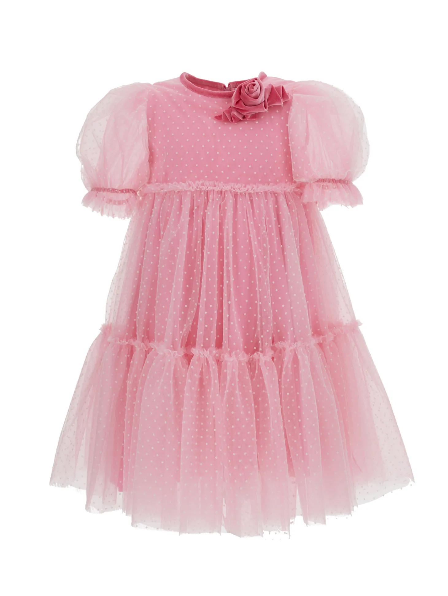 Abito tulle con dettagli velluto