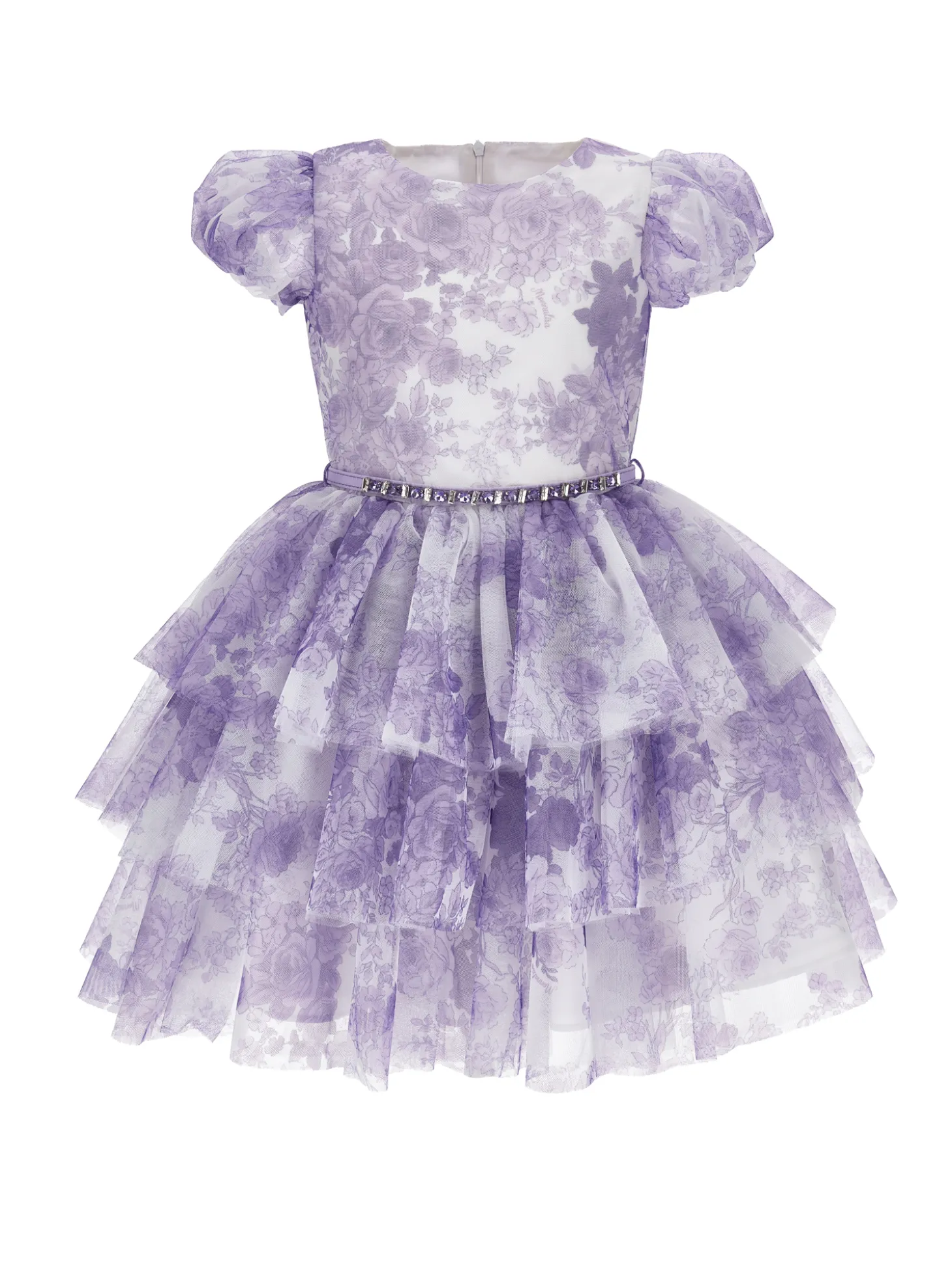 Abito tulle fiori monocolori
