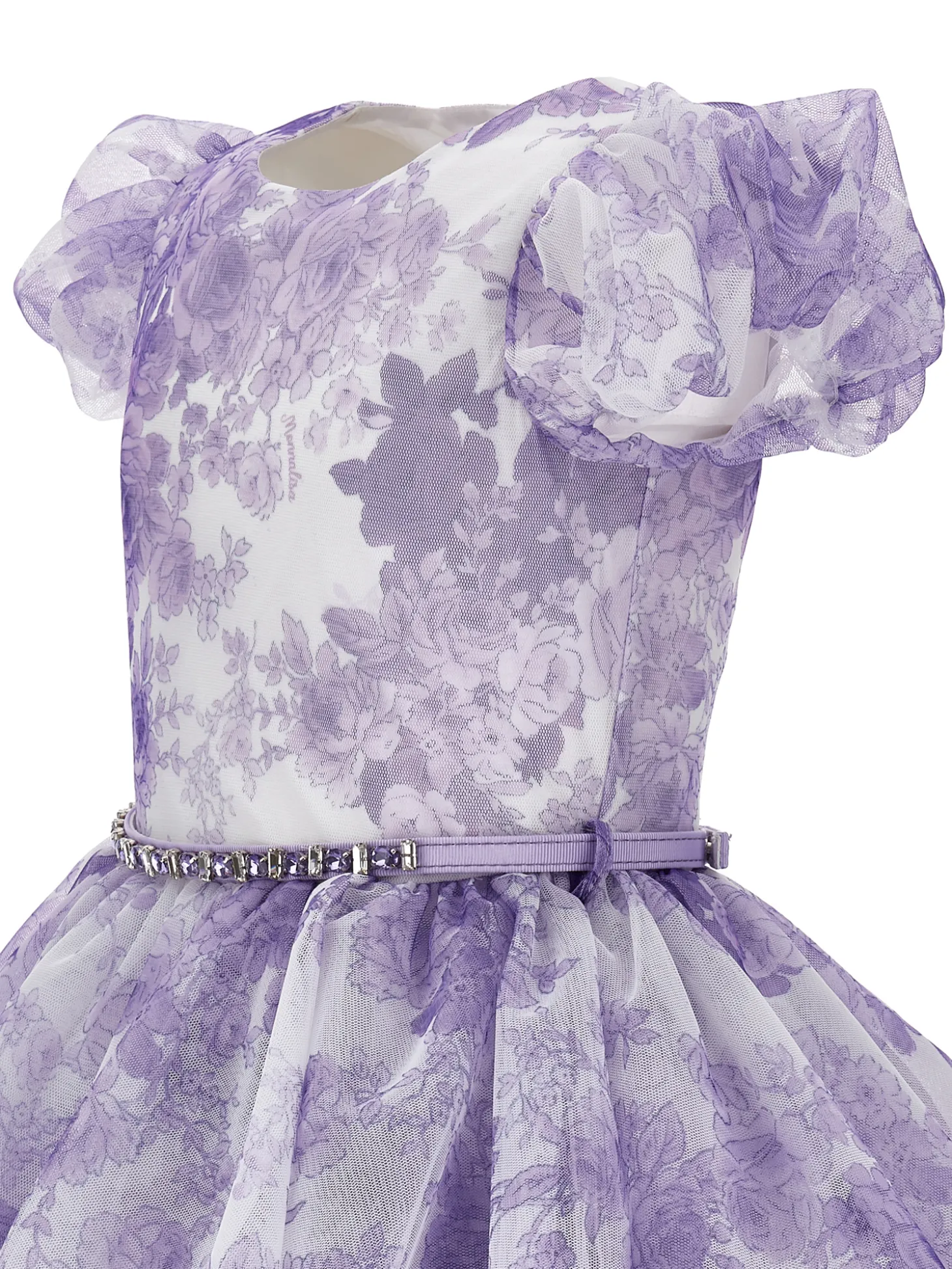 Abito tulle fiori monocolori