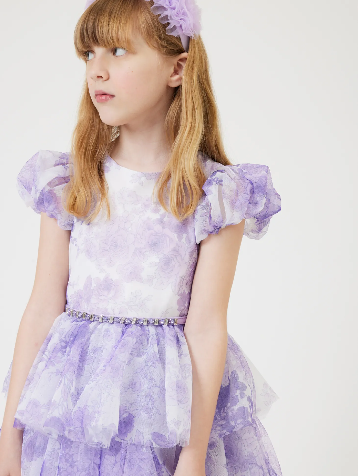 Abito tulle fiori monocolori