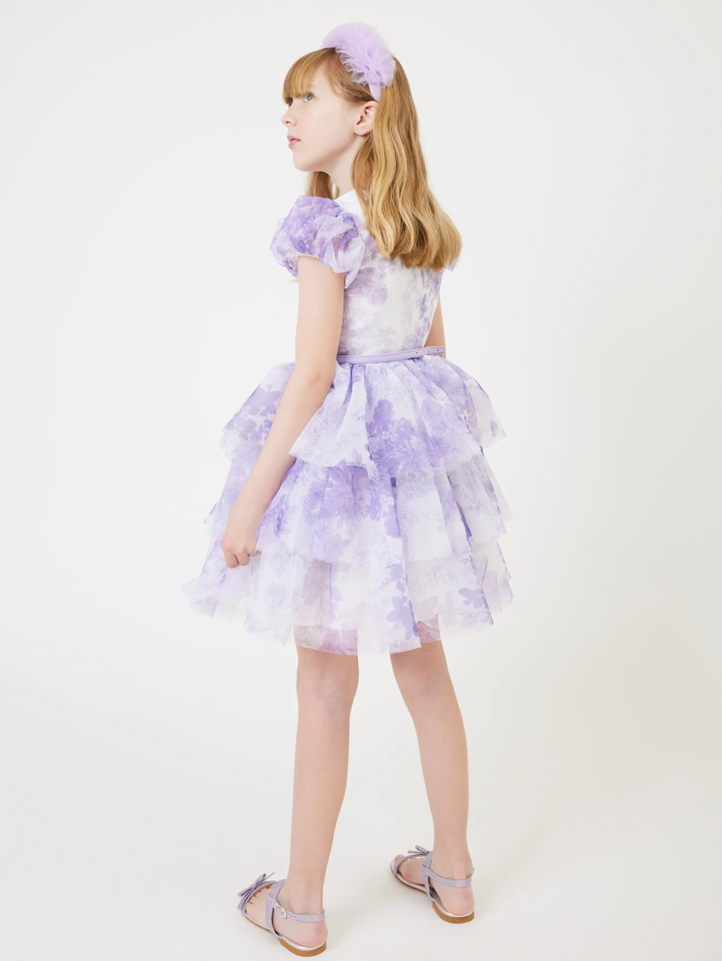 Abito tulle fiori monocolori
