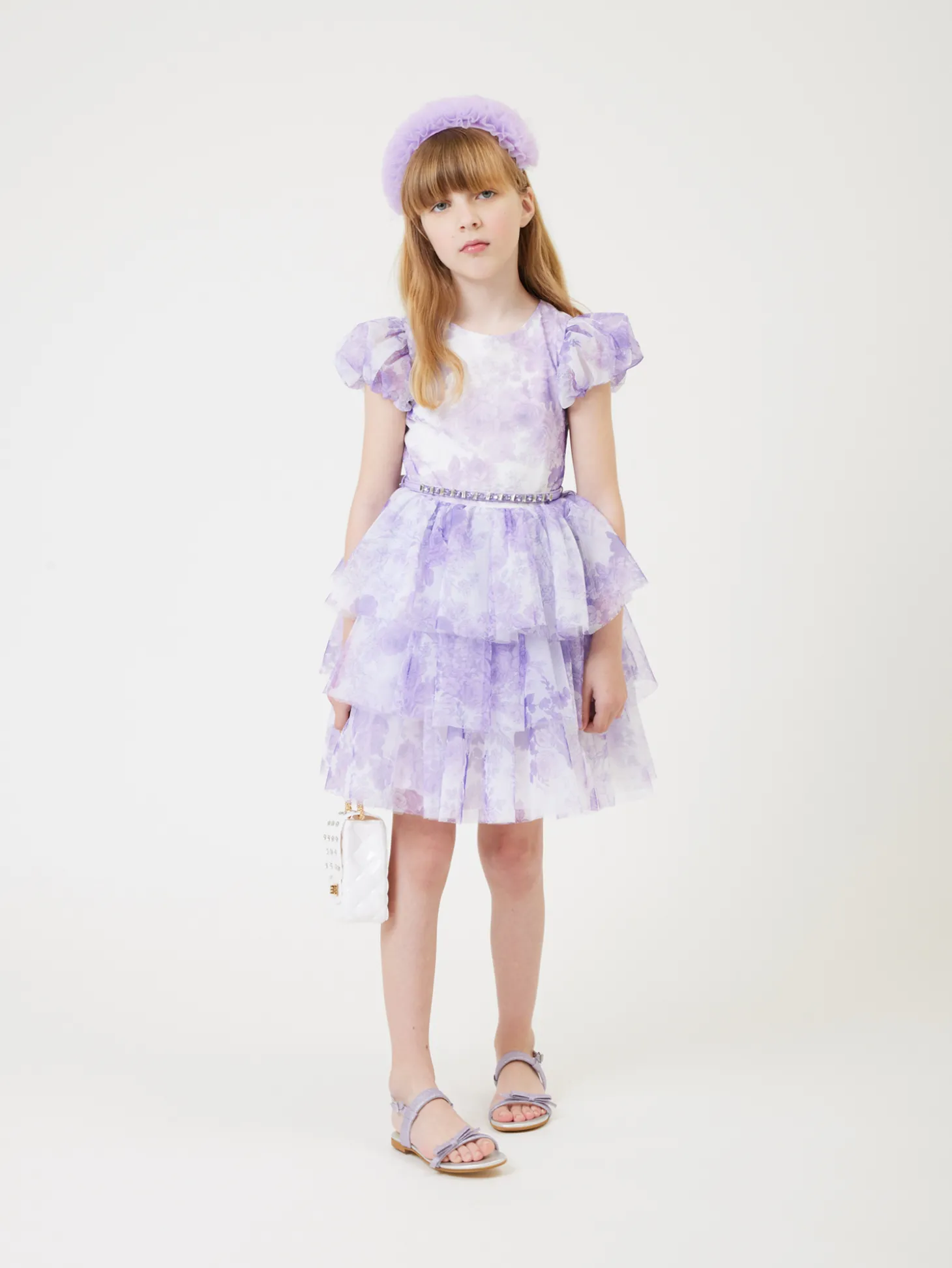 Abito tulle fiori monocolori