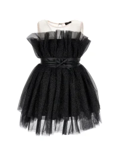 Abito tulle lurex con cintura