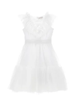Abito tulle mano seta con strass