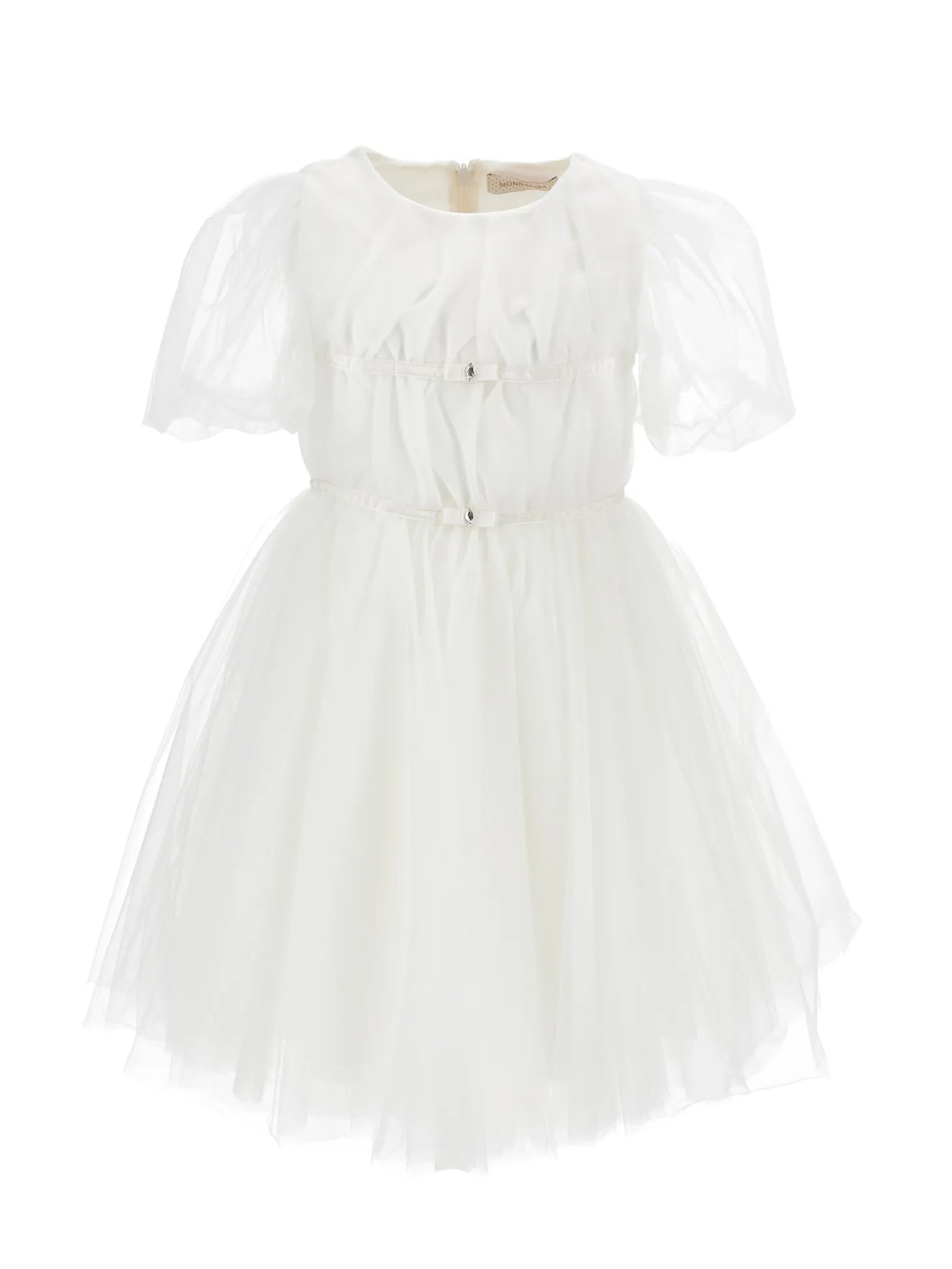 Abito tulle mano seta con nastri
