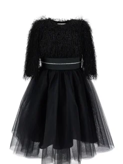 Abito tulle manoseta con frangette
