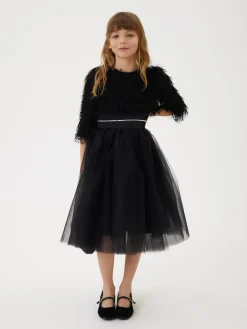 Abito tulle manoseta con frangette
