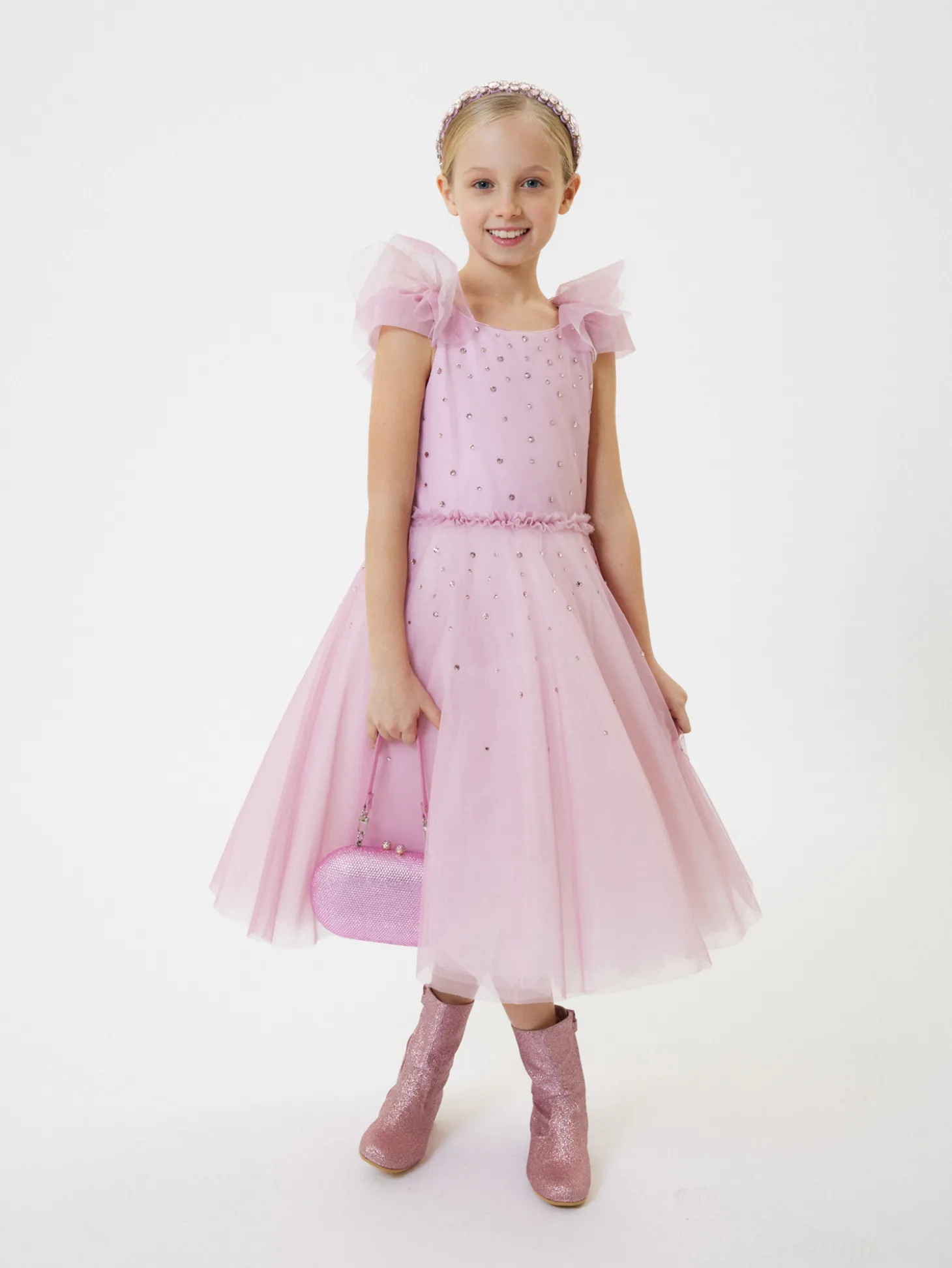 Abito tulle morbido con strass