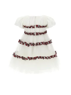 Abito tulle pliss&egrave; rouches tartan