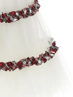 Abito tulle plissè rouches tartan