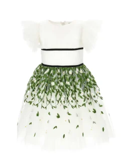 Abito tulle ricamo foglioline