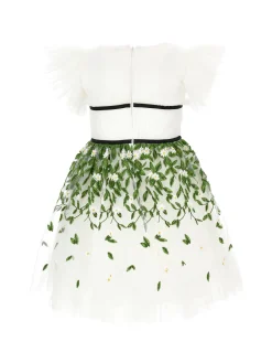 Abito tulle ricamo foglioline