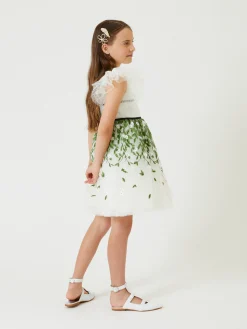 Abito tulle ricamo foglioline