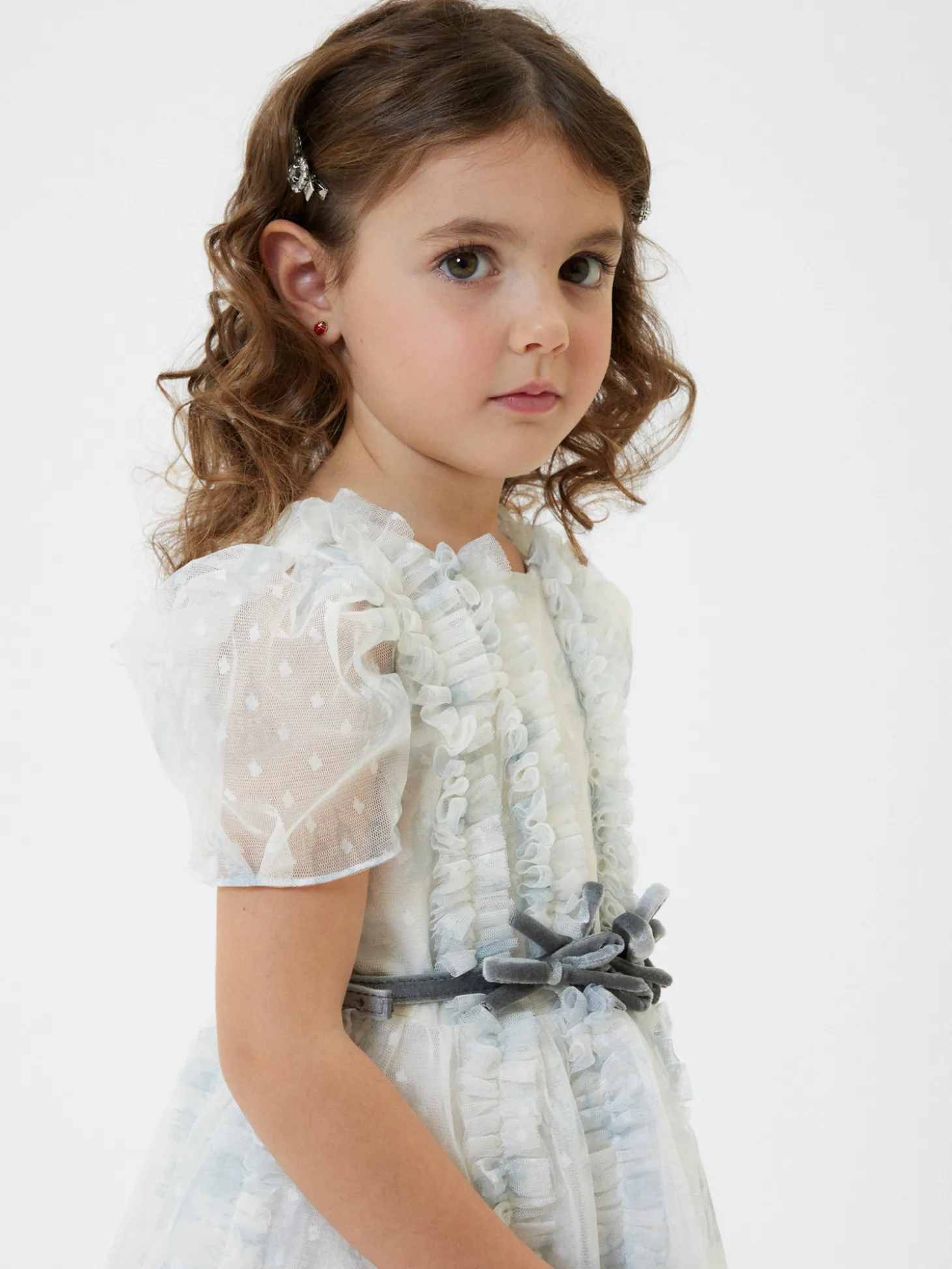 Abito tulle rouches pois