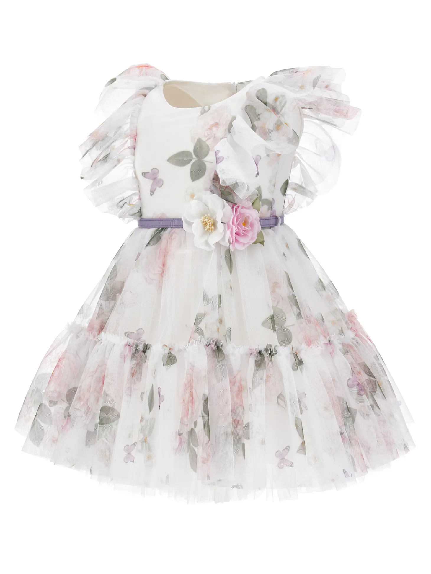 Abito tulle stampa rose