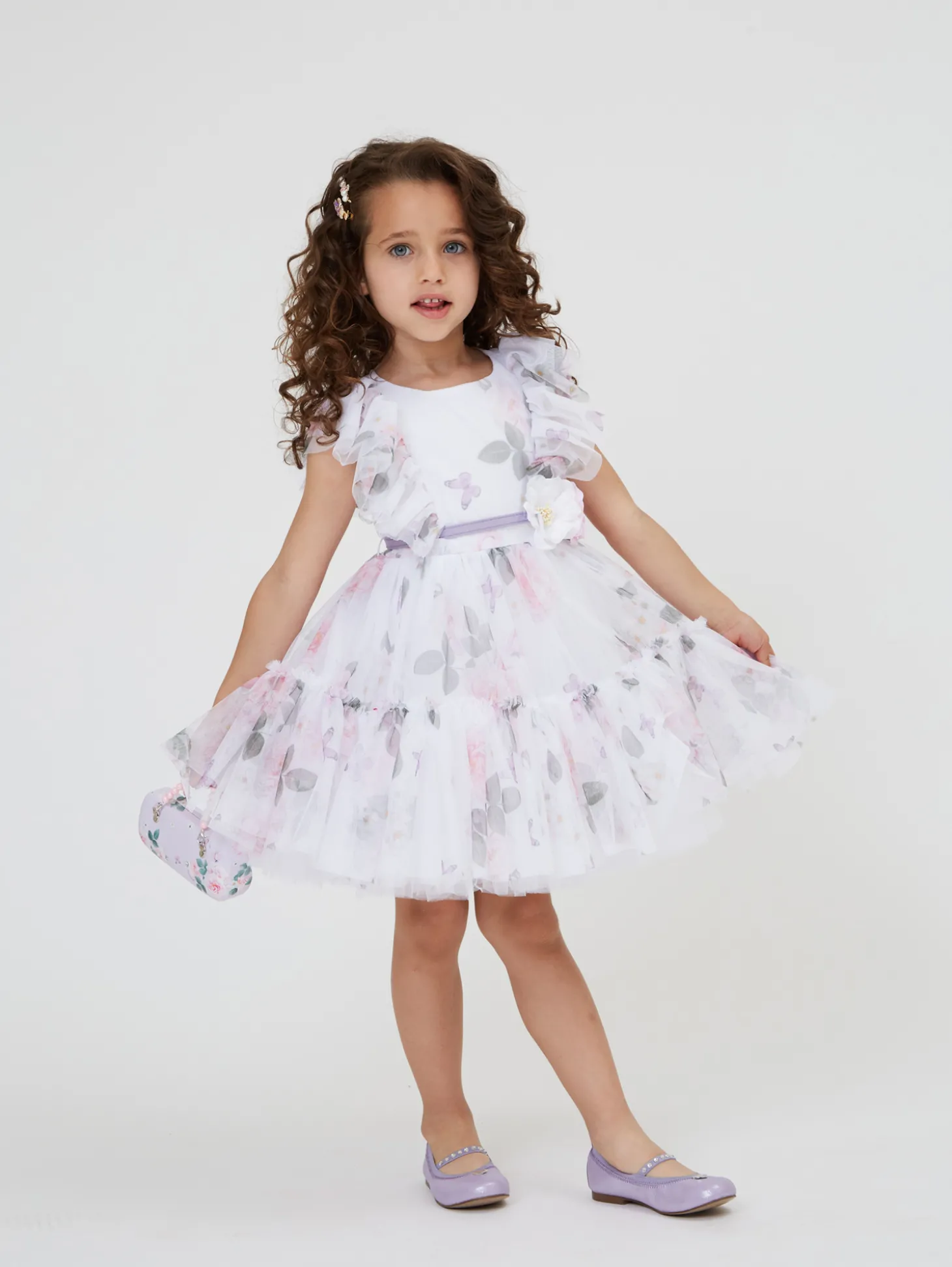 Abito tulle stampa rose