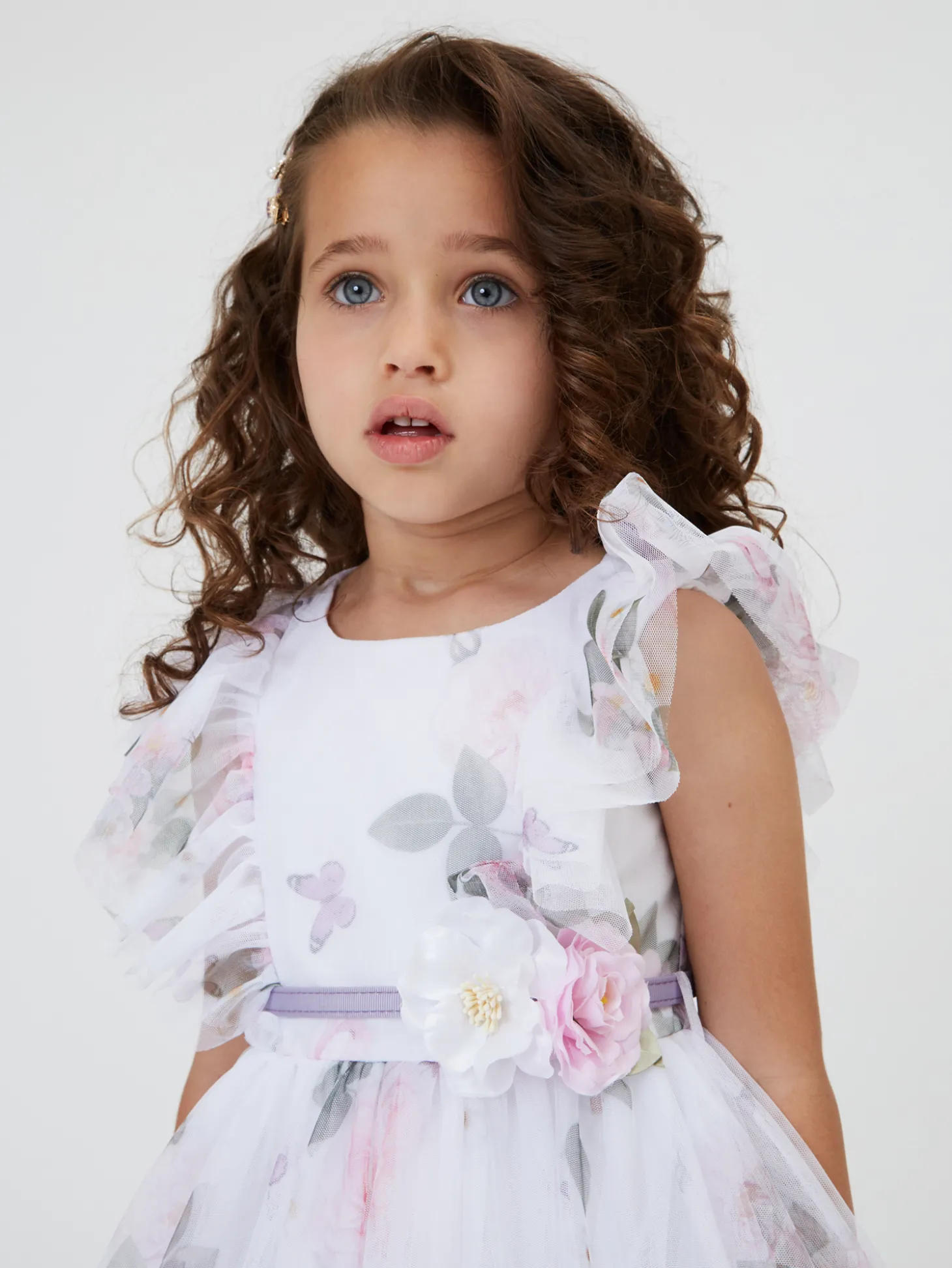Abito tulle stampa rose