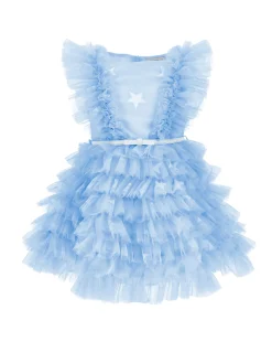 Abito tulle stampato con ruches
