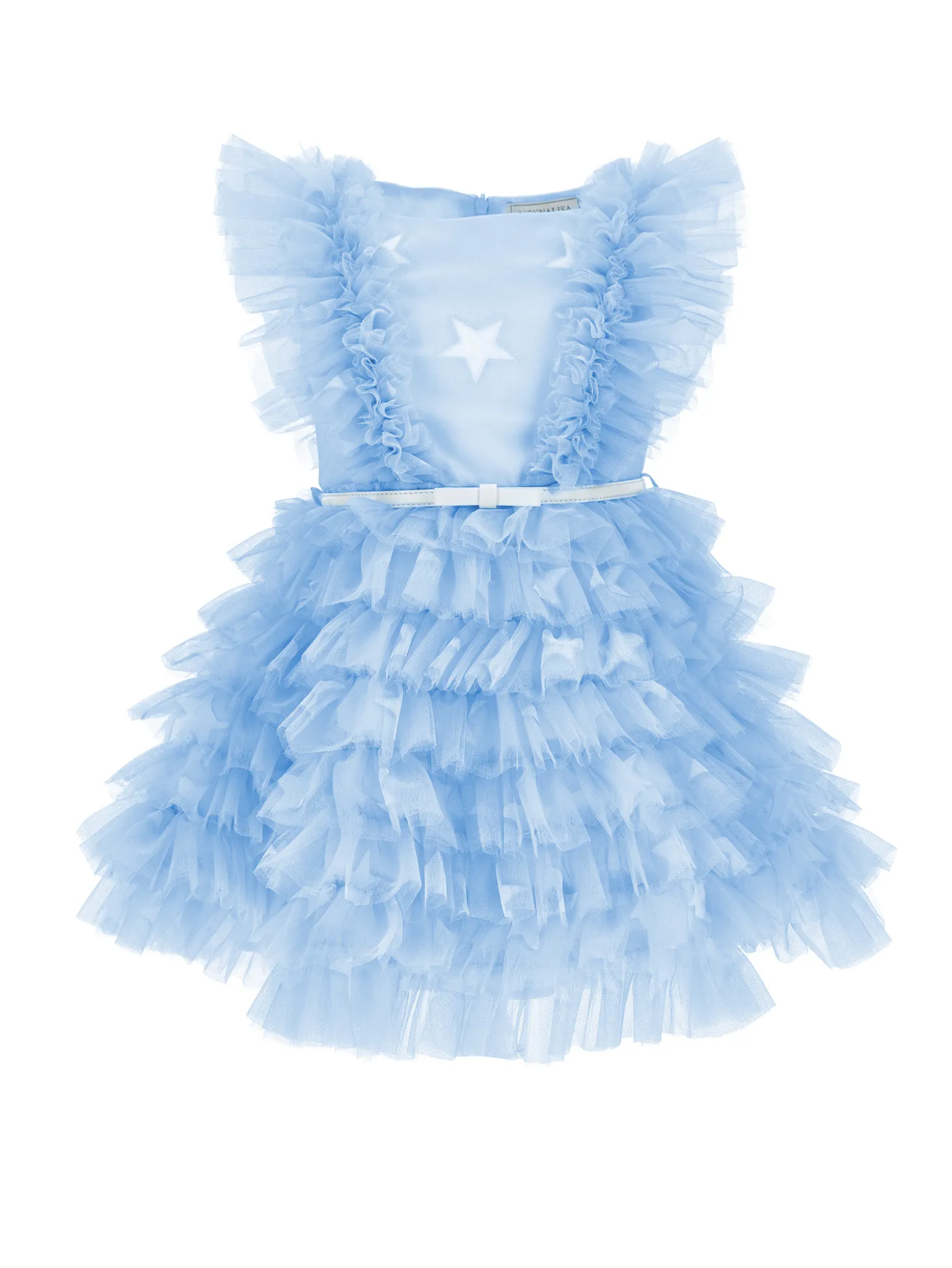 Abito tulle stampato con ruches