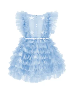 Abito tulle stampato con ruches