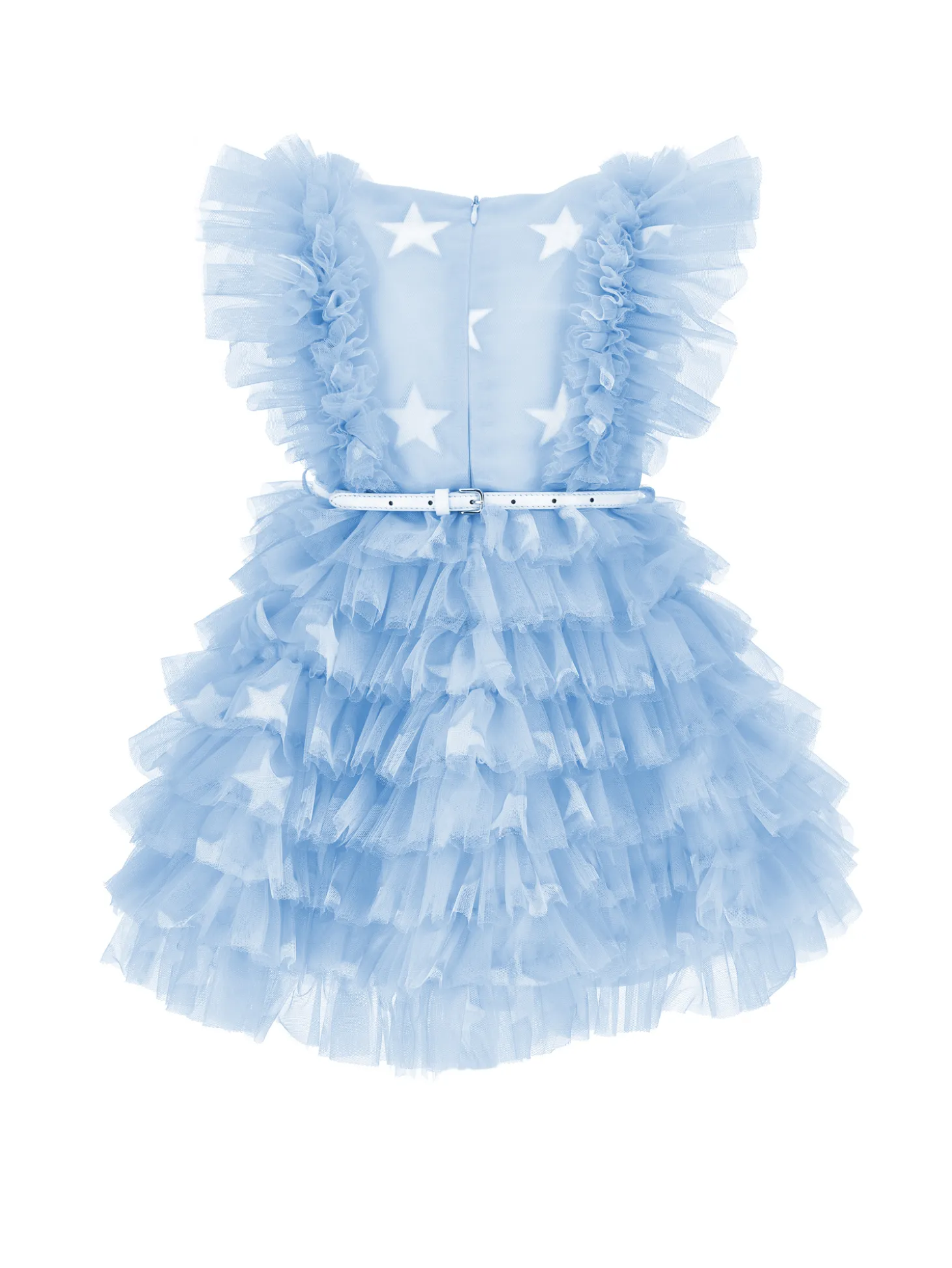 Abito tulle stampato con ruches