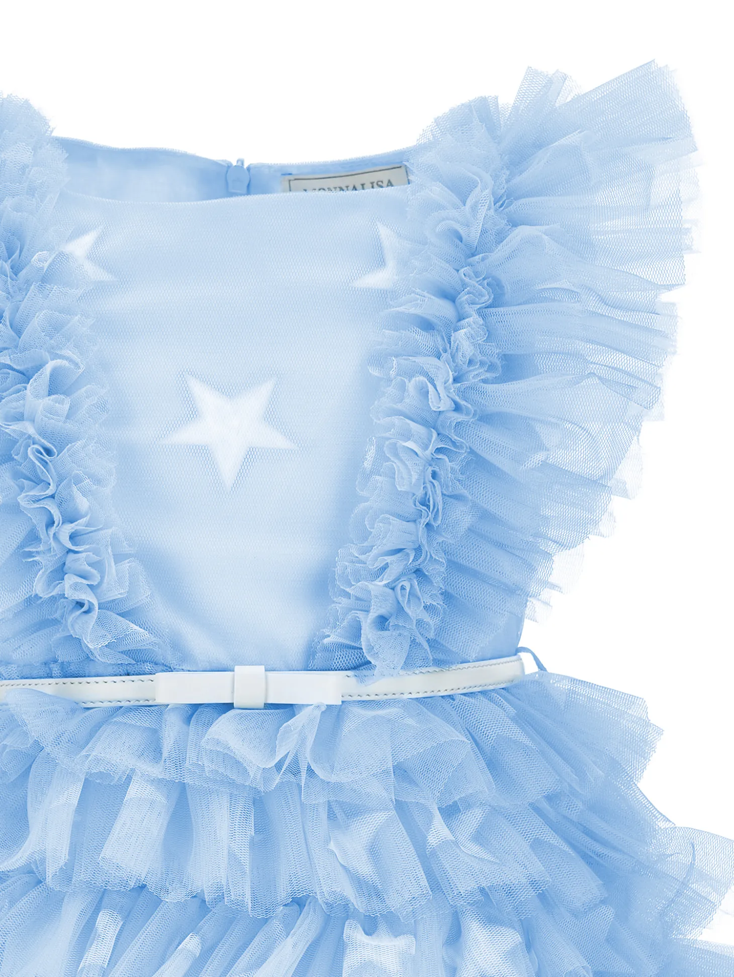 Abito tulle stampato con ruches