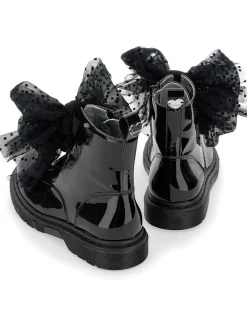 Anfibi pelle con fiocchi tulle