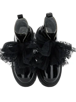 Anfibi pelle con fiocchi tulle