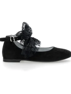 Ballerine camoscio con fiocco
