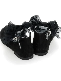 Ballerine camoscio con fiocco
